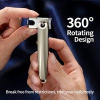 360° Rotation Stainless Steel Splash-Proof Nail Clippers Suitable for Thick/Hard Nails - Concave Trimmer with Debris Collection