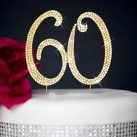 Large Gold Rhinestone Number Cake Topper (1pc)-0/1/3-9 Bling Design for Birthday Parties,Weddings & Anniversaries Digital candle