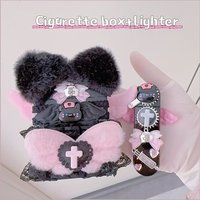 Original Jirai Kei Cute Girl Lighter Cigarette Box Angel Wings Kitten Gear Refill Windproof Lighter Cigarette Box Cute Ins