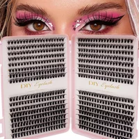 Individual Lashes 10-14mm 640pcs Cluster Lashes Natural Look Mixed Tray DIY Eyelash Extension Volume Clusters Eyelashes