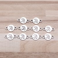 IFOCUS 10pcs/Lot Om Round Connector Charms For DIY Jewelry Making Zinc Alloy 10x17mm/0.39x0.67inch