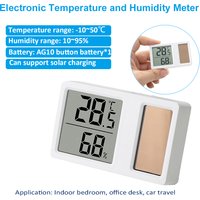 -10~50℃ Solar Electronic Digital Temperature and Humidity Meter Thermometer Temperature Detector 10~95%RH for Indoor Office