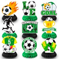 9 Pcs Soccer Honeycomb Centerpieces Soccer Ball Honeycomb Centerpiece Soccer Theme 3D Centerpieces for Soccer Party Decorations