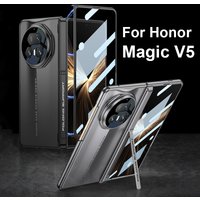 Magnetic Hinge Stand Case for Honor Magic V5 V3 Screen Glass Protective Blade Armor Plastic Matte Cover for Honor Magic V5 Case