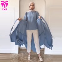 Women's Middle Eastern Muslim fashion long sleeved lace up skirt autumn and winter two-piece solid color minimalist set