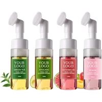 120ml Custom Logo Face Wash Private Label with Brush Avocado Watermelon Green Tea Cleansing Mousse Liquid Face Clean Makeup Milk