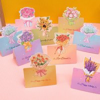 30pcs Flower Bouquet Greeting Cards Colorful Paper Standing Note Card for Wedding Birthday Party Festival Celebration Gift Decor