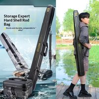 Hard Shell Fishing Rod Bag Large Capacity Multifunctional Waterproof Crossbody Shoulder Strap Tackle Storage Case Tackle Bag