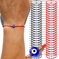 6/12pcs Evil Devil's Eye Bracelets Lucky Handmade Red Rope Adjustable Braided String Couple Girl Bangle Family Friend Blessings