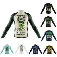 Maillot de cyclisme à manches longues unisexe, vêtements de vélo, chemise de course de vélo de route respirante, vêtements d'équitation VTT anti-UV, tortue drôle