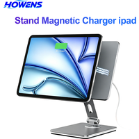 Magnetic iPad Stand 360° Rotatable Foldable 18W Wireless Charging Holder for iPad Pro 11 Inch Adjustable Angle Desktop Bracket