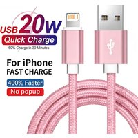 USB 20W Fast Charging Braided Cable For iPhone X XR XS Max 11 12 13 Mini 14 Pro Max 6 6S 7 8 Plus Quick Charging USB Data Cables