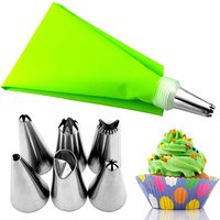 8PCS/bag Silicone Icing Piping Cream Pastry Bag + 6 Stainless Steel Cake Nozzle DIY Decorating Tips Fondant Tools