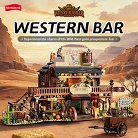 1902PCS Big Western Bar Building Blocks Wild west cowboy style City Street View Architecture Construction Bricks set Toy Gif