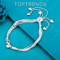 Luxury 925 Sterling Silver Heart Bracelet For Women Sweet Beautiful Jewelry Birthday Anniversary Party Holiday Gift Accessories