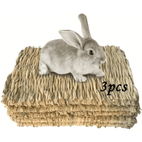 Handmade Woven Rabbit Grass Mat, Hamster Piggy Guinea Pig Hutch Pad, Rabbit Grass Nest, Pet Weaving Bed Mat And Chew Toy
