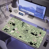 Waterproof & Anti-Fray Botanical Cat Desk Mat, Extended Large Mouse Pad for PC/Laptop gaming office,Aesthetic Light Green Design