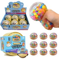 Rainbow Bead Dumpling Squishy Toy – Glitter Squeeze Fidget Toy with Steamer Case, Soft Stress Relief Sensory Toy for Relaxation