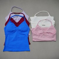 DFDK Women's V-Neck Sports Vest, Seamless Sleeveless Yoga Top, Detachable Padding, Breathable Slim Fit Gym Running Athletic Wear
