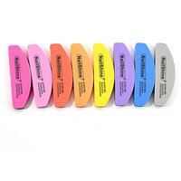 10/20pcs Mix Color Mini Halfmoon Nail File 100/180 Grit Washable Nail File Block Washable Sponge Nail Polish Sanding Buffer Tool