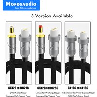 Monosaudio 100% Pure Solid Silver DC Cable Aviation Plug GX16-2 Pin to DC Plug 5.5mm*2.1mm/2.5mm Linear Power Output DC Cable