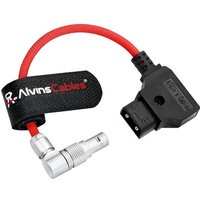 Alvin's Cables D-tap to Rotatable Right Angle 0B 2 Pin Male for Blackmagic Pyxis 12K| SmallRig, Braided Ultra-Soft Red 15CM