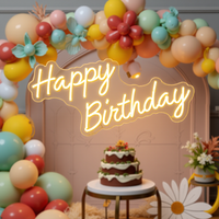 Happy Birthday neon sign LED neon light for Birthday Party Decoration Baptism Bar Restaurant bedroom wall decoration lights