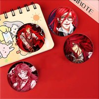 Grell Sutcliff Anime Black B-Butler Badges Anime Round Laser Badge Cartoon Brooch Clothes Backpack Accessories Lapel
