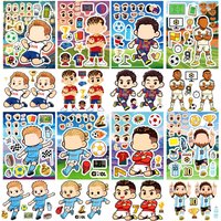 8Pcs Cartoon Little Soccer Player Make A Face Stickers, Educational DIY for Cup Diary Helmet Skate Storage Box Decals