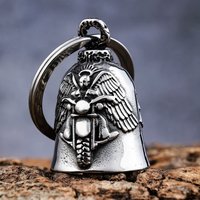 Lucky Bell keychain Vintage Cross Angel Wings Motorcycle Ride Punk Motorcycle Rock Boy Party Amulet Exorcism Jewelry