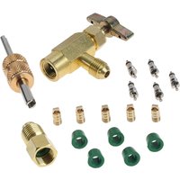 A/C Brass 7/16" Female To 1/4" Male Self-Sealing Can Tap Adapter Valve for Upright Charging Self-Sealing K-28 Refrigerant Cans