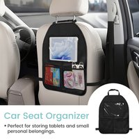 1PC 600D Car Backseat Organizer , 2 Storage Pockets Seat Back Protectors Kick Mats for Kids Toddlers, Travel Accessories