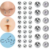 10/50pcs Stainless Steel Replacement Piercing Balls with CZ Screw on Balls for Nose Lip Ear Tongue Piercing Jewelry Accessories