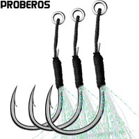 PROBEROS 30pcs High Carbon Fishing Hooks 11# 13# 15# 17# 19# Saltwater Freshwater Jig Hooks Carp Bass Fishing Tackle Accessories