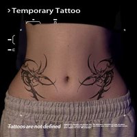 Fake Tattoo Temporary Tattoos Dark Symmetrical Totem Waist Abdomen Herbal Juice Sticker Stickers Tatoo Sexy Adult Girl Tool Body