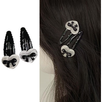 1PC Fashionable Black Bowknot Wavy BB Clip, Energetic Girl's Sweet and Cool Versatile Side Clip, New Style Hairpin