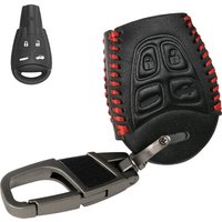 Remote Car Alloy Zinc Key Chain Ring Fob Cover Case Shell For Saab 9-3 93 2003-2007 9-5 95 2003-2009 PU Leather 4 Button Black