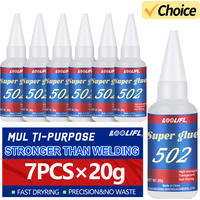 LOOLIFL 1-7pcs 502 Super Glue Instant Quick-drying Cyanoacrylate Adhesive Leather Rubber Wood Metal Strong Bond Liquid Glue Tool