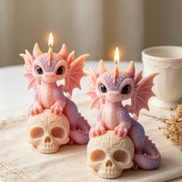 Cute Dragon On Skull Candle Mold 3D Silicone Mold For Scented Candle Soap Epoxy Resin Casting DIY Decor