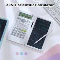 Foldable Functional 2 IN 1 Scientific Calculator with LCD Notepad Portable 12 Digits Math Calculator Handwriting Board Students