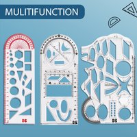 Multifunktionales Lineal-Set mit geometrischer Funktion, Mathematik-Zeichnungsvorlage, Messwerkzeug für Schüler, Schule, Bürobedarf