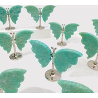 1pc Natural Crystal Amazonite Stone Butterfly Wing Bracket, Crystal Ornaments, Creative Home Office Decoration, Perfect Gift