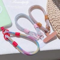 1Pc Fashion Short Wrist Lanyard Sparkling Powder Mesh Phone Hanging Rope Phone Pendant Accessories