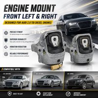 2 Stück Vordere Motorhalterung für Audi A4 B8 A5 Q5 2.0 TDI 8K 8T 8RB Eisen-Gummi Hydropower Ersatz