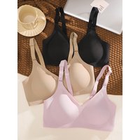 Women's Seamless Bra, Plus Size Comfortable & Breathable Brassiere, Removable Pads, Wireless, Adjustable Straps Bralette,S-XXXL