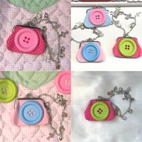 Subculture Big button wallet Wave Dot Handmade Showa Cross Chain Vintage Bag Hanging Pendant Earphone Bag Wallet storage bag