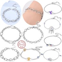 Original Bracelet 925 Sterling Silver Basic Braided Chain Buckle Bracelet For Women's DIY Charms Bracelet Fashion Jewelry Gifts