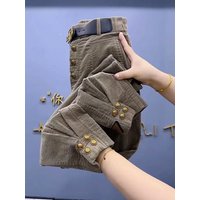 Corduroy casual pants for women autumn and winter new style leg binding pants popular striped velvet fashion harem pants