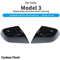 Carbon Flash For Tesla 2021-2025 Model 3 Rear View Mirror Shell Replacement Cover Rearview Mirror Caps Replace Part Bright Black