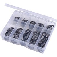 100Pcs with Box Fishing Hooks Set 10 Series High Carbon Steel Single Circle Fishing Hook Fly Fishing Jip Barbed Carp Hooks